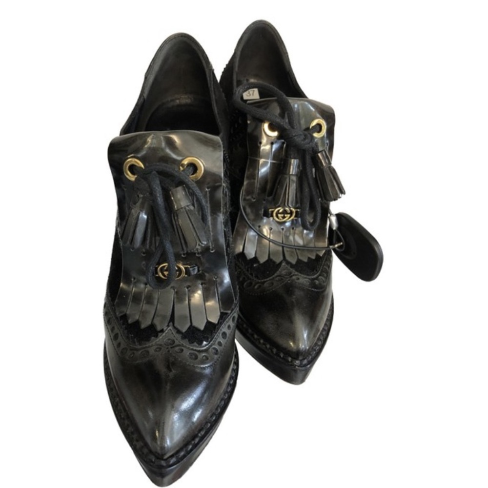 Gucci black leather ankle suede boots